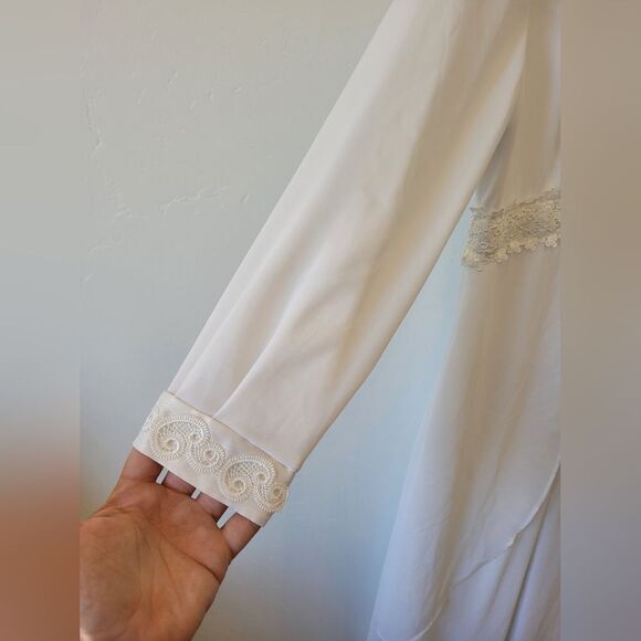 White Elegance Temple Dress Wedding Modest Church Maxi Front Zipper Medium - Picture 8 of 13